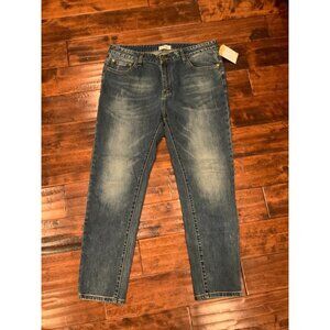 Loewe Blue Stonewashed Tapered Leg Logo Pocket Jeans, Size 38